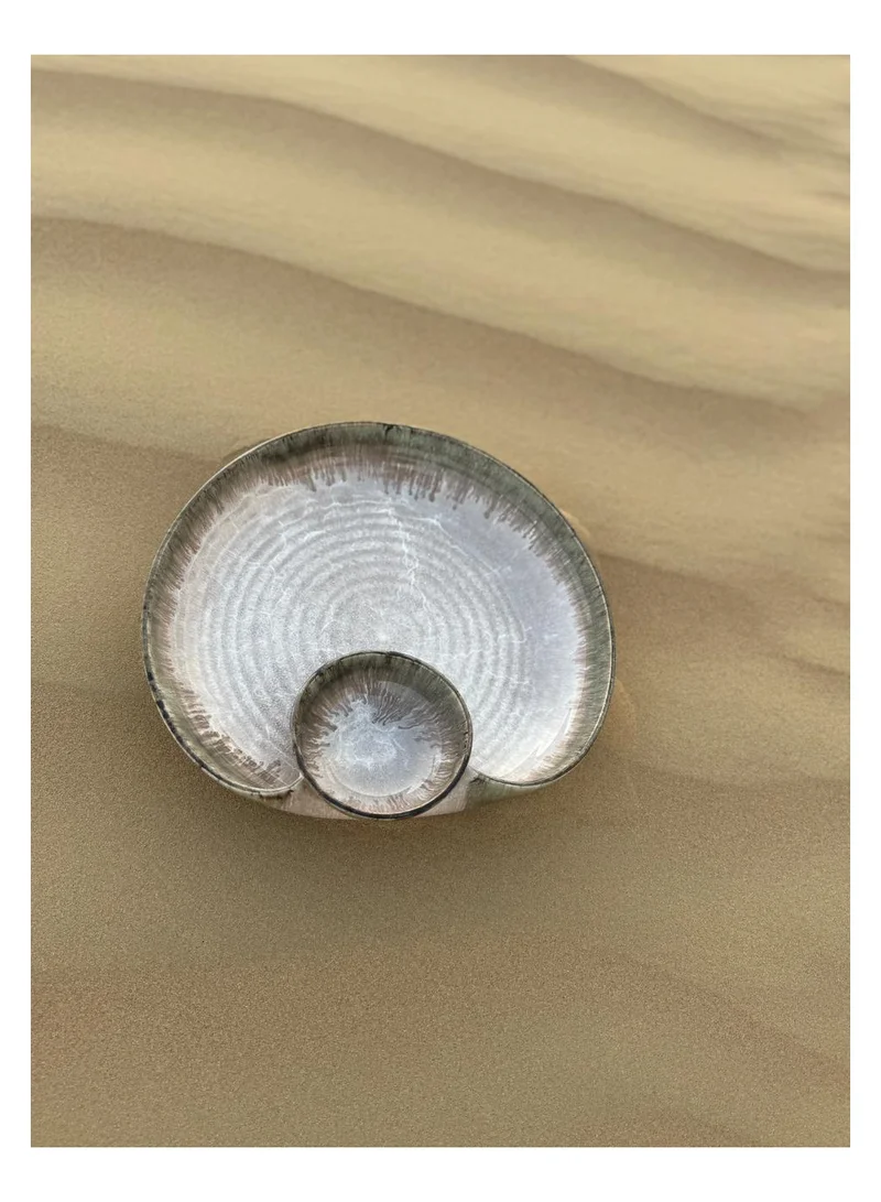 تحفة لوكس طبق رقائق البطاطس والغمس الفاخر من تحفة رمال مصنوع يدويًا - 30 × 30 سم | سيراميك حرفي الصنع